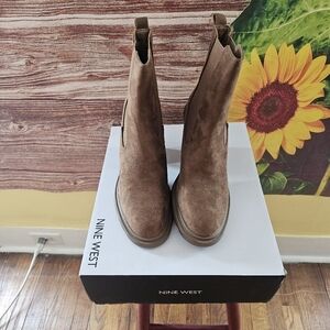Nine West Tan Suede Ankle Booties